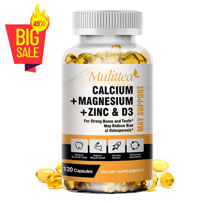 #ad Magnesium Zinc Vitamin D3 Calcium 1000 MG Complex 120 Tablets High Absorption $14.01