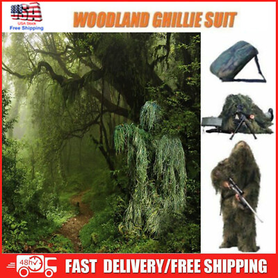 #ad Camouflage Ghillie Suits Woodland Jungle Clothes for Hunting Military Cosplay 3D $33.99