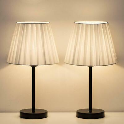 #ad Set of 2 Bedside Table Lamp for Living Room Desk Lamp with White Fabric Shade US $28.99