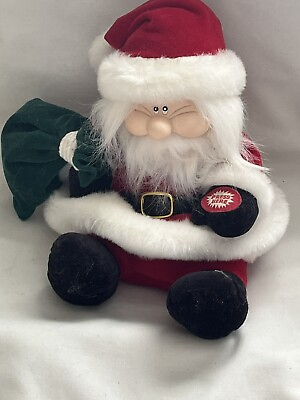 #ad Singing Musical Santa Claus Plush Sitting Carrying Green Santa Bag 8quot;TALL $18.50