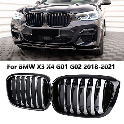 #ad For BMW X3 G01 X4 G02 2018 2021 Gloss ABS Black Front Bumper kidney Grill Grille $37.99