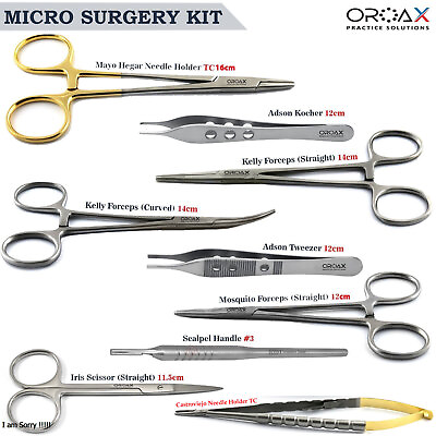 #ad Dental Micro Surgery Instruments Kit Castroviejo Needle Holder Surgical Scissors $7.25