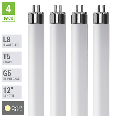 #ad 4 Pack LED Tube L8 F8T5 30K 12quot; INCH 5W =8W G5 Mini 2 Pin Base 3000K Warm White $18.95