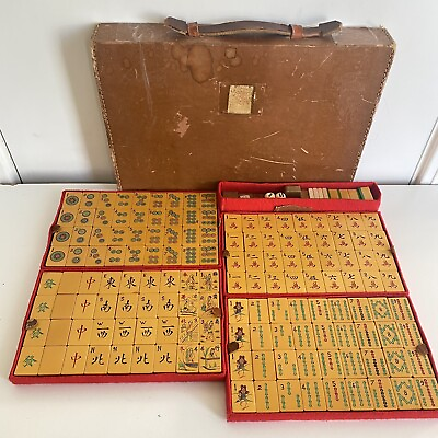#ad Chinese Mahjong Ma Jong Antique Vintage $550.00