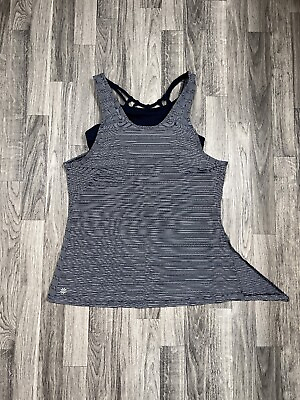 #ad Athleta Tank Top amp; Sports Bra 2 in 1 Built In Women Medium Max Out Blue Athletic $18.99