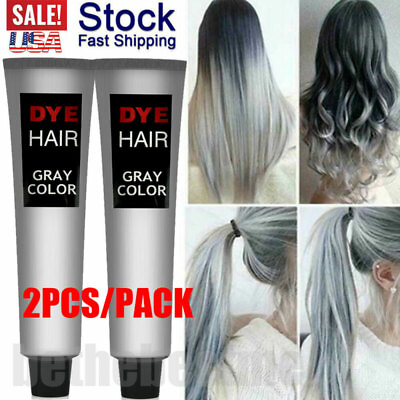 #ad 2 Pcs Light Grey Silver Permanent Hair Dye Color Cream Fashion Unisex Punk Style $12.28