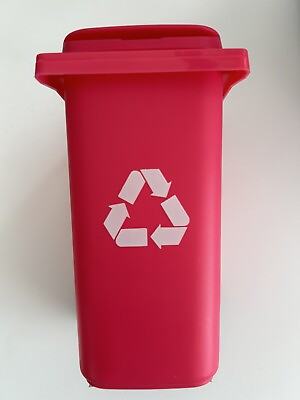 #ad Recycle Trash Bin Can Pencil Holder Toy Desk Accessory 4” X 5.5” X 3” Pink $11.99