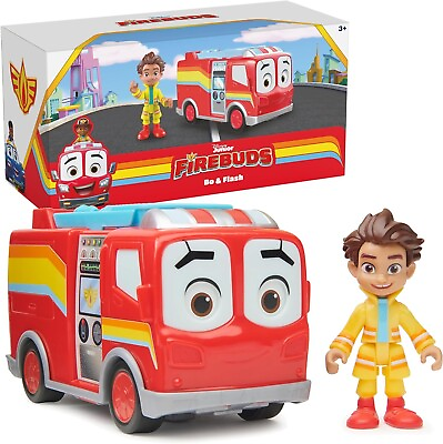 #ad Disney Junior Firebuds Bo and Flash Action Figure and Fire Truck Vehicle New Box $13.75