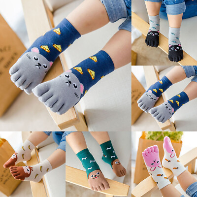 #ad Kids Cotton Socks Boys Girls Toe Socks Animal Printed Cartoon Cute Soft Comfort C $4.93