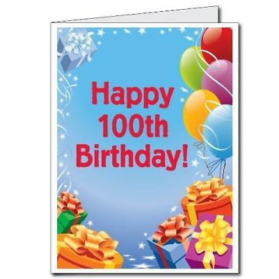 #ad 3#x27; Stock Design Giant 100th Birthday Card w Envelope Presents and Balloons $39.95