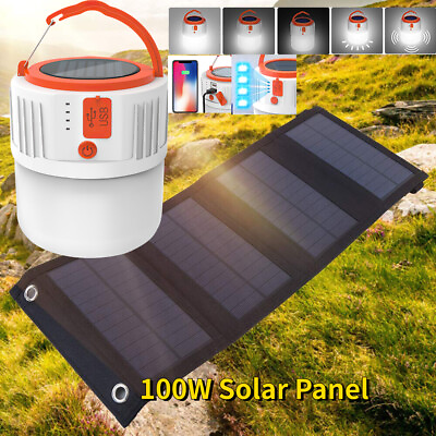 #ad Solar LED Tent Lantern 100W USB Rechargeable Emergency Light amp; 100W Solar Panel $26.88