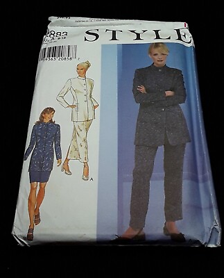 #ad STYLE Pattern 2883 Womens High Collar Jacket Skirt Pants Suit Size 8 18 UNCUT $9.31