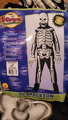 #ad Rubies Sensations Glow in Dark 3D Skeleton Halloween Kids Costume 8 10 Sz Lrg $19.99