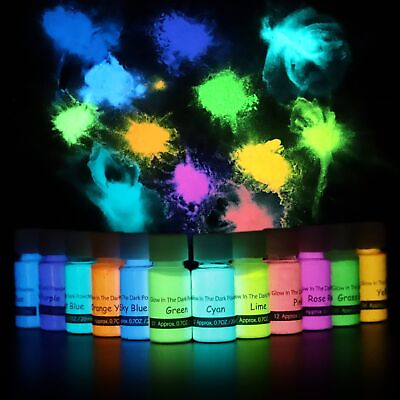 #ad DEWEL Glow in The Dark Pigment Powder 12 Colors Luminous Powder Set for Epox... $37.07