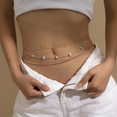 #ad Adjustable Waist Chain Belly Button Chain Summer Beach Bikini Body Chain Jewelry $5.99