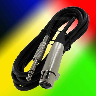 #ad Black XLR 3P Female to 1 4quot; Stereo Microphone Cable 25 Ft $15.98