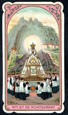 #ad Holy card antique of Virgin de Montserrat estampa santino image pieuse $9.00