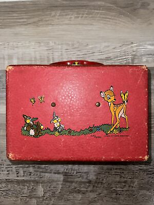 #ad Vintage Neevel Walt Disney Doll Suitcase Toy Case Box Mirror Wood Bambi Mickey $99.00
