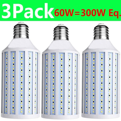 #ad 300W Eq. LED Corn Light Bulb 168 Chip Light E26 6000lm 60W Cool Daylight Bright $26.79