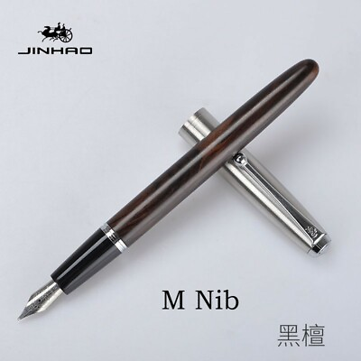 #ad Jinhao 51A Black Wood Fountain Pen Metal Cap Medium Nib Students Writing Gift #s $5.37