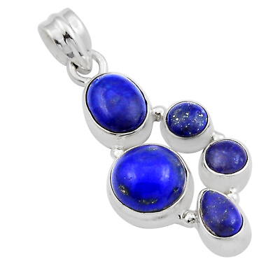 #ad Handcrafted 10.33cts Natural Blue Lapis Lazuli 925 Silver Pendant Jewelry Y22904 $13.49