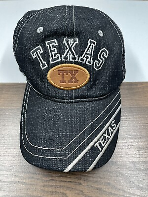 #ad Texas TX Logo Black Denim Strapback Hat Cap Adjustable Back $13.11