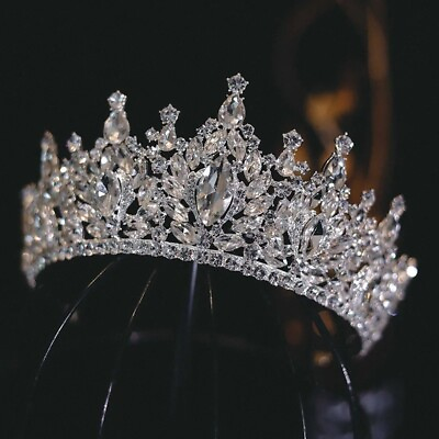 #ad Luxury Big Rhinestone Bridal Tiaras Crown $29.99