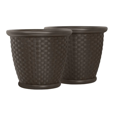 #ad Sonora 18 in. Round Java Blow Molded Resin Planter 2 Pack $40.68