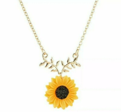 #ad Sunflower Necklace Gold Boho Pendant Chain Summer Clavicle New Color $8.99