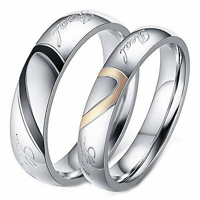 #ad Stainless Steel quot; Real Love quot; Heart Couples Promise Engagement Ring Wedding Band $5.55