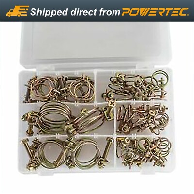 #ad 42pcs Adjustable Steel Double Wire Hose Clamp Set w 6 Assorted Sizes 70251 $33.99