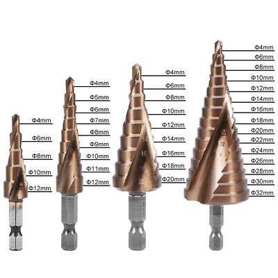 #ad M35 Cobalt Step Drill Bit 4 12 4 20 4 32mm Groove Spiral hex Shank For Hole Open $32.39