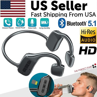 #ad Bone Conduction Headphones Bluetooth 5.1 Wireless Headset Earbuds Outdoor Sport $12.89