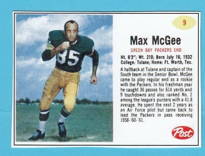 #ad 2022 1962 Style Cereal Football Card # 9 Max McGee Packers $5.00