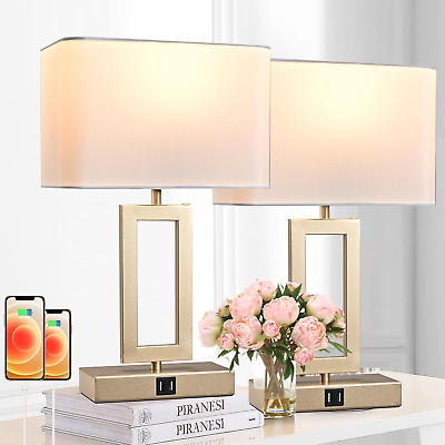 #ad Set of 2 Table Lamps with Dual USB Ports Touch Control $58.99