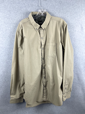 #ad Grunt Style Shirt Mens XL Tan Long Sleeve Button Down Metal Buttons Outdoor Camp $20.88