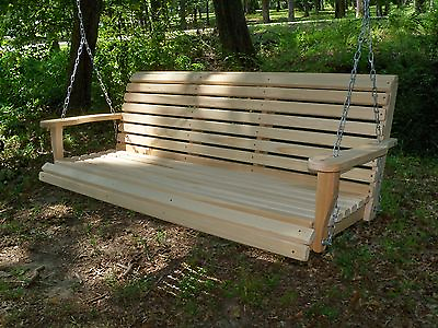 #ad 5ft REG Cypress Wood Wooden Porch Bench Swing WITH CUP ARMS amp; CHAINS Made In USA $239.99