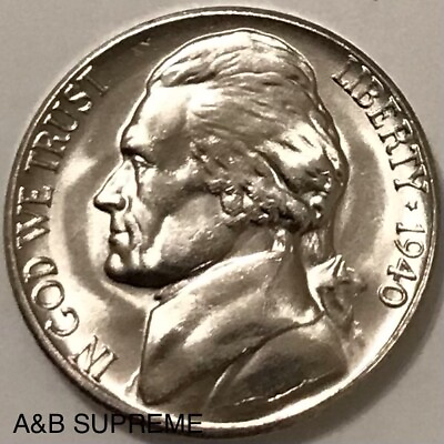 #ad 1940 S Jefferson Nickel Gem Bu Uncirculated $17.89