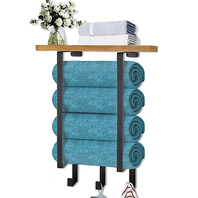 #ad Towel Racks for Bathroom Wall Mounted Roll Towel Rack with Wooden Shelf and ... $16.18