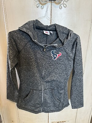 #ad NFL Texans Full Zip Sweatshirt Womens Size Small Gray Hooded Kangeroo Pocket $25.00