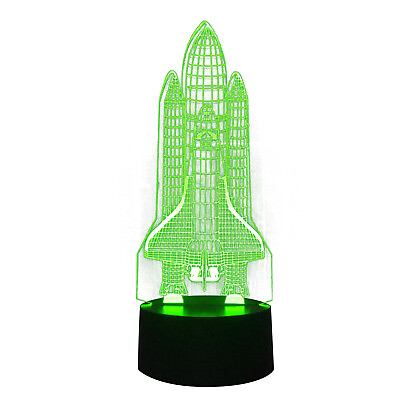 #ad 3D Space Rocket Night Light 7 Color Changing LED Table Lamp W Remote Control S $14.29