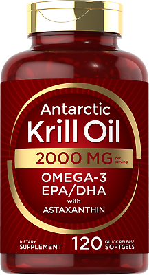 #ad Antarctic Krill Oil 2000 mg 120 Softgels Omega 3 EPA DHA with Astaxanthin $19.89