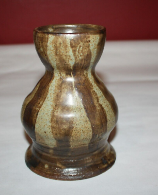 #ad Vintage Pottery Vase 5.5quot; Mottled Dark Brown 1980 $3.95