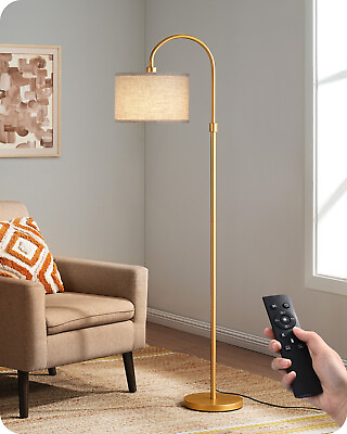 #ad DEWENWILS Arc Floor Lamp with Remote Dimmable Gold Floor Lamp Tall Pole Reading $64.59