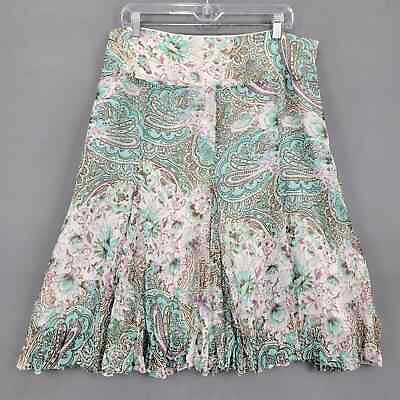 #ad Christopher Banks Women Skirt Size 12 White Midi Pastel Preppy Floral A Line Zip $14.00