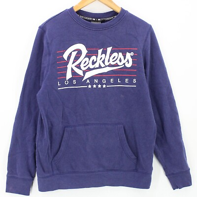 #ad Young amp; Reckless Sweatshirt Womens Navy Blue Pullover Reckless LA Cotton Medium $14.30