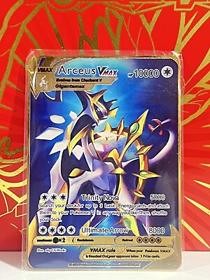 #ad Arceus Vmax Gold Metal Pokémon Card Collectible Gift Display $9.99