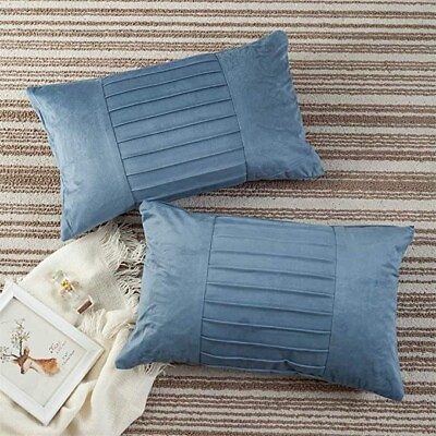 #ad PY HOME amp; SPORTS Set Of 2 Velvet Throw Pillow Covers 12X20quot; Decorative Cushion $17.95