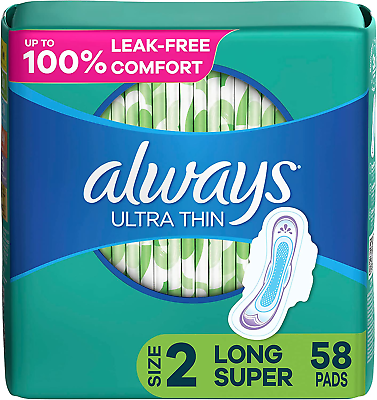 #ad Always Ultra Thin Feminine Pads for Women Size 2 Long Super Absorbency with Wi $13.99