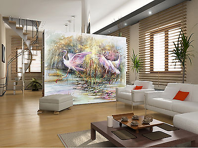 #ad 3D Two egrets painted wall Paper Print Decal Wall Deco Indoor wall Mural AU $369.99